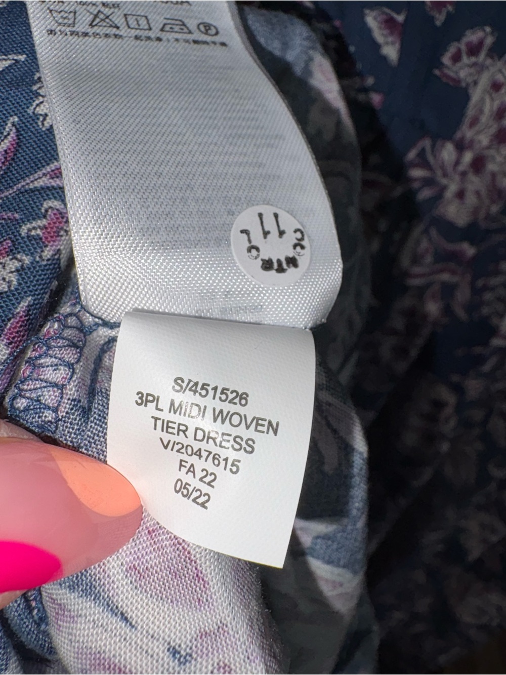 GAP Maternity Floral Tiered Midi Dress Size Large Blue Purple Viscose Prairie - Picture 5 of 10